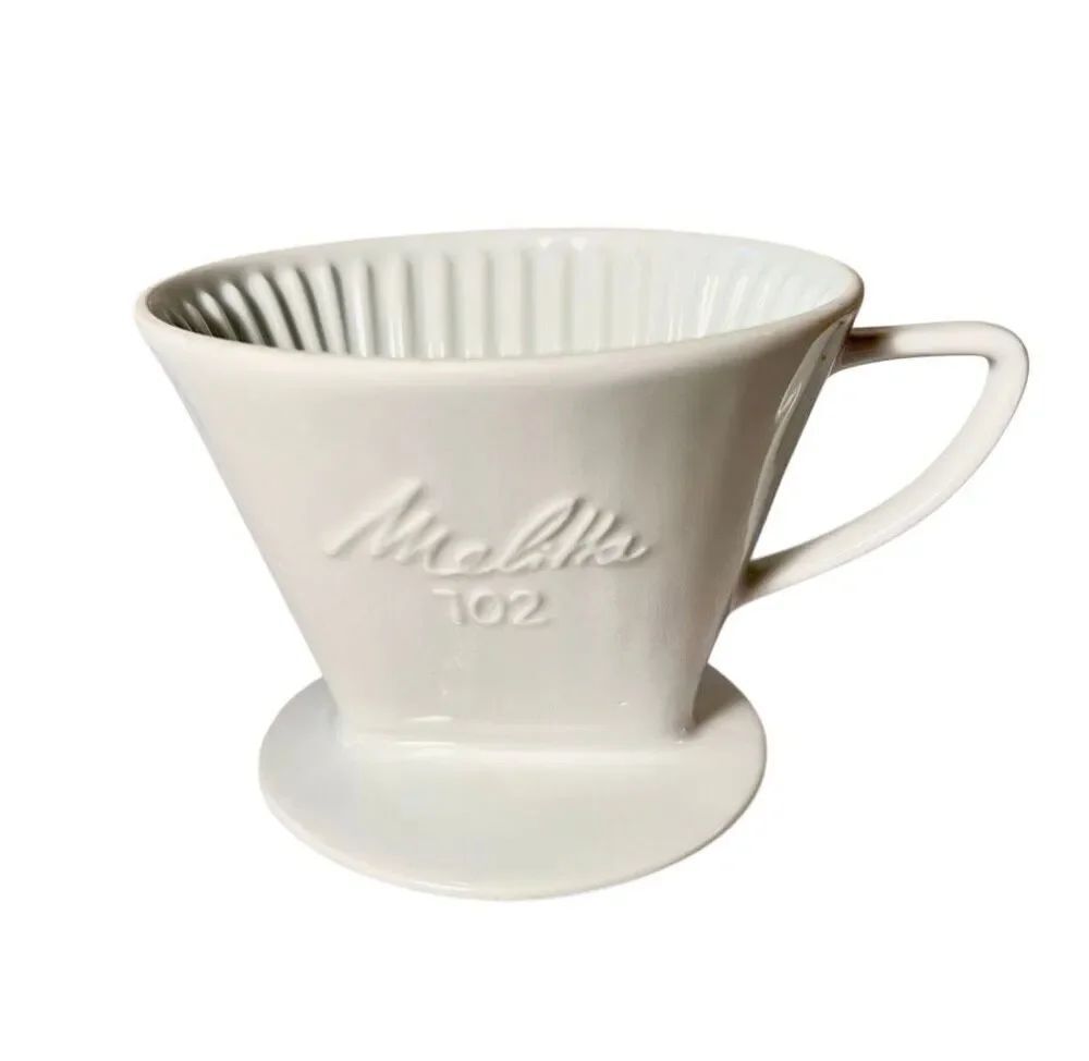 Vintage Melitta Embossed #102 Porcelain Pour Over Coffee Filter 2 Hole Germany